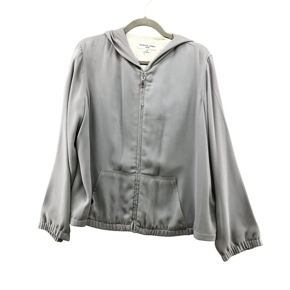 Vintage Patricia Jones Minimalist Hoodie Full Zip‎ Womens Sz 10 Gray Lightweight